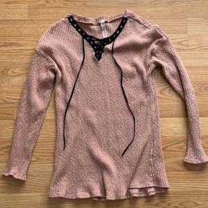Mauve Tie Up Boutique Sweater